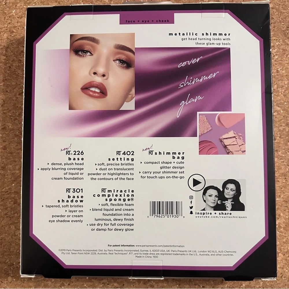 NEW REAL TECHNIQUES Limited Luminous Bag + Face + Eye + Cheek Brush Set